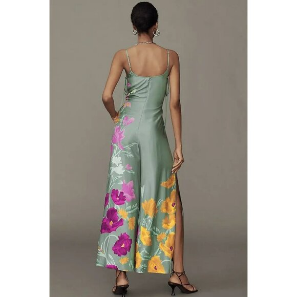 Anthropologie Plus printed wide-leg jumpsuit green Women's Plus 1X - Picture 3 of 13